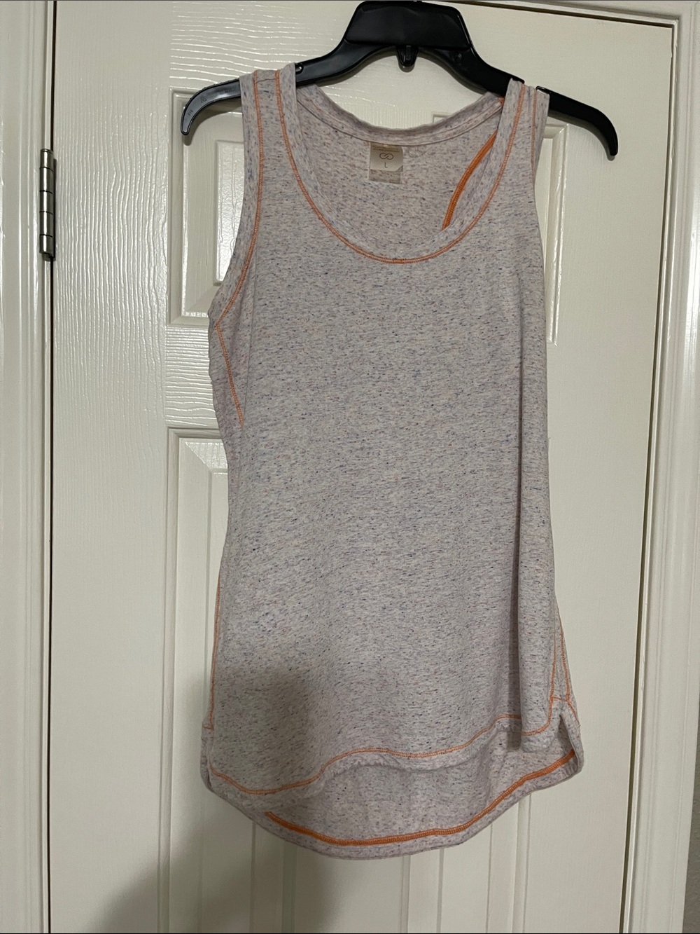 CALIA by Carrie Underwood Heathered Light Gray Tank with Orange Stitching